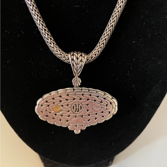 John Hardy 22K yellow gold& 925 Sterling S w Hammered 2 Tone Necklace - Picture 2 of 6